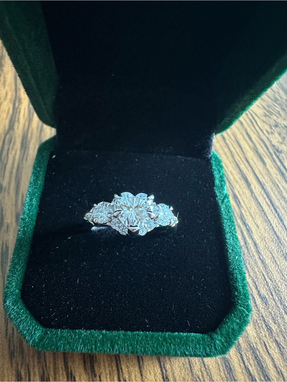 1.8 carat Moissanite Heart Halo Promise Engagement Ring size 6 Sterling Silver